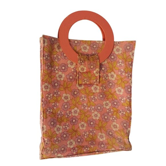 Vintage MOD Hippy Flower Power Tote Bag With Plastic Lining  Shopping Purse - Picture 2 of 7